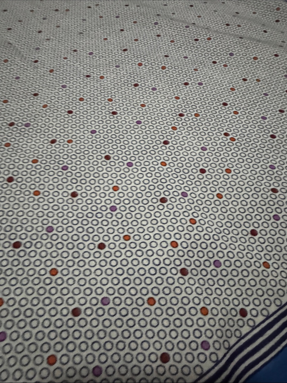 Vintage Cotton Scarf-White & Blue/Retro Dot Print-Square-EUC - Picture 13 of 14